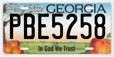GA license plate PBE5258