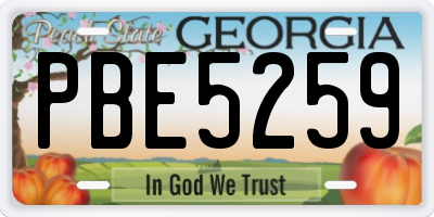 GA license plate PBE5259