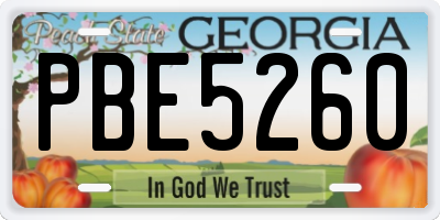 GA license plate PBE5260