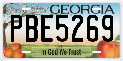GA license plate PBE5269