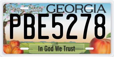 GA license plate PBE5278