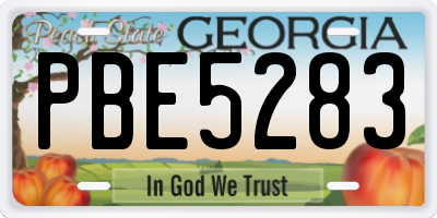 GA license plate PBE5283