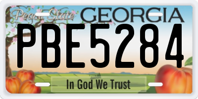 GA license plate PBE5284
