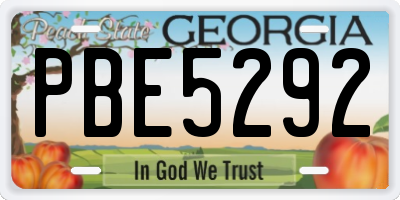 GA license plate PBE5292