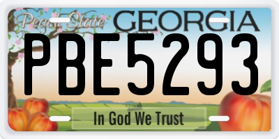 GA license plate PBE5293