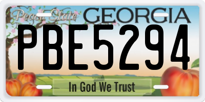 GA license plate PBE5294