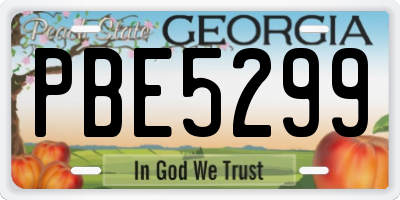GA license plate PBE5299