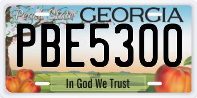 GA license plate PBE5300