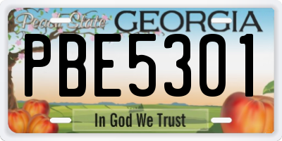 GA license plate PBE5301