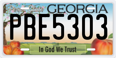 GA license plate PBE5303