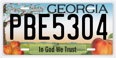 GA license plate PBE5304