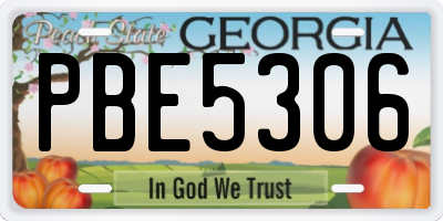 GA license plate PBE5306