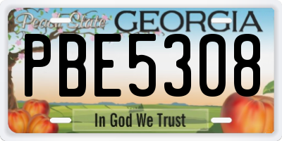 GA license plate PBE5308