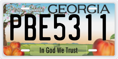 GA license plate PBE5311