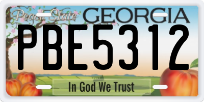 GA license plate PBE5312