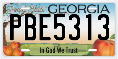 GA license plate PBE5313
