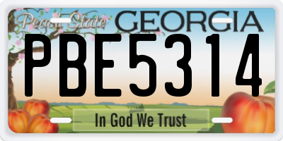GA license plate PBE5314