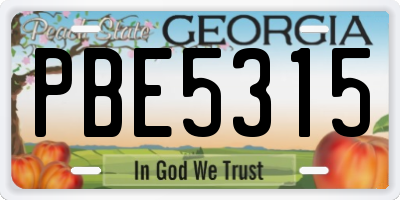 GA license plate PBE5315