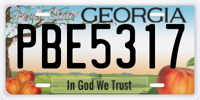 GA license plate PBE5317