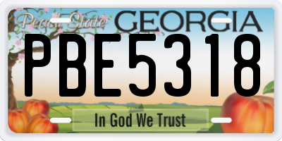 GA license plate PBE5318