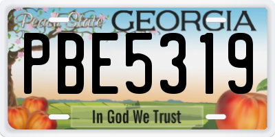 GA license plate PBE5319