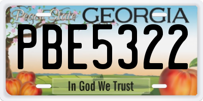 GA license plate PBE5322