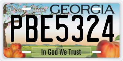 GA license plate PBE5324