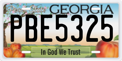GA license plate PBE5325