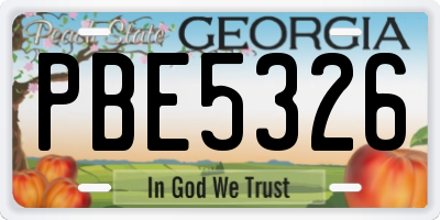 GA license plate PBE5326