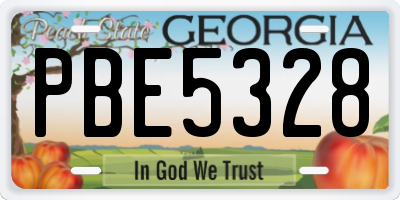 GA license plate PBE5328