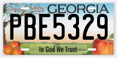 GA license plate PBE5329