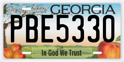 GA license plate PBE5330