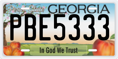 GA license plate PBE5333