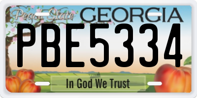 GA license plate PBE5334