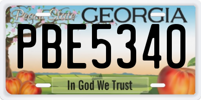 GA license plate PBE5340