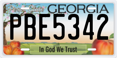 GA license plate PBE5342