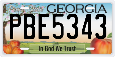 GA license plate PBE5343