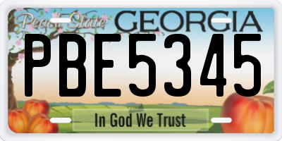 GA license plate PBE5345