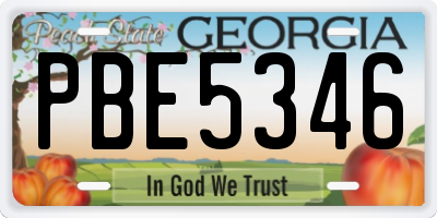 GA license plate PBE5346