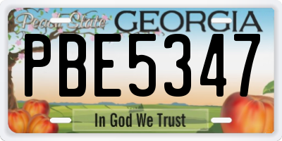 GA license plate PBE5347