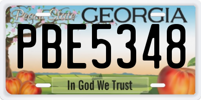 GA license plate PBE5348