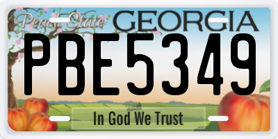 GA license plate PBE5349