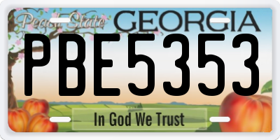 GA license plate PBE5353