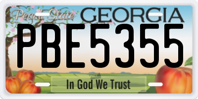 GA license plate PBE5355