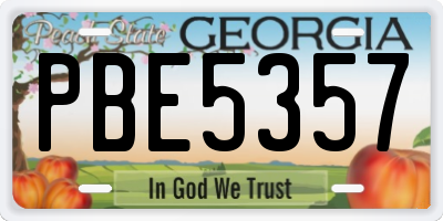 GA license plate PBE5357