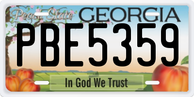 GA license plate PBE5359