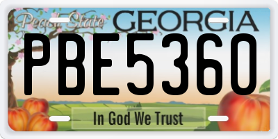 GA license plate PBE5360