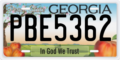 GA license plate PBE5362