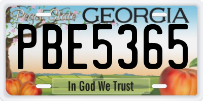 GA license plate PBE5365