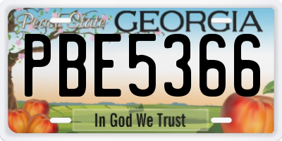 GA license plate PBE5366